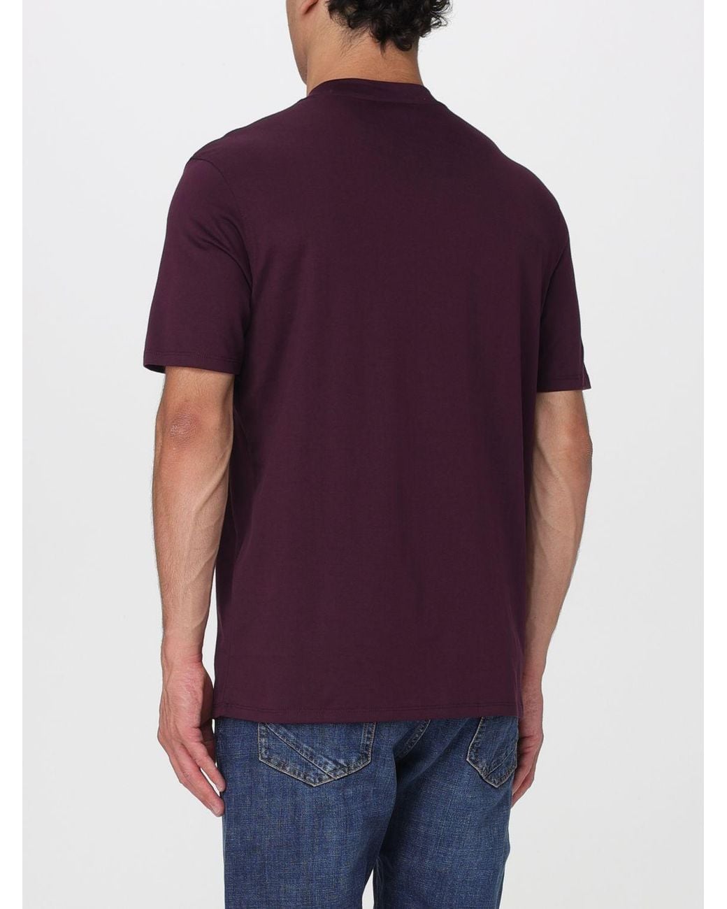Emporio Armani Purple Basic Cotton T-Shirt With Eagle for men