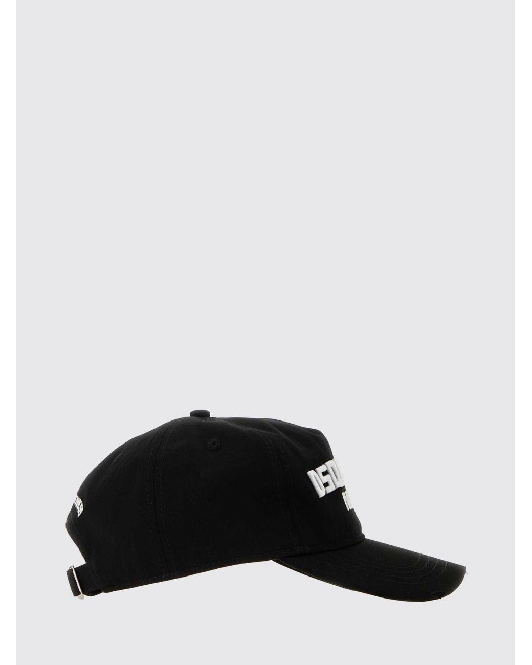 DSquared² Black Cotton Baseball Cap With Embroidered Logo for men