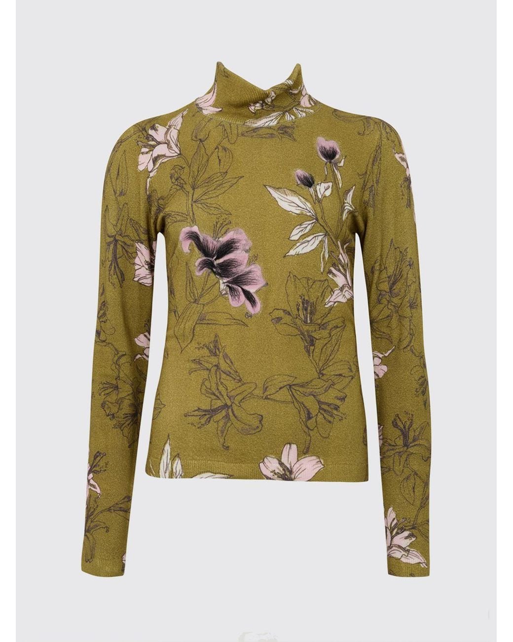 Twinset Multicolor Romantic-Style Floral Print Viscose Turtleneck Jumper