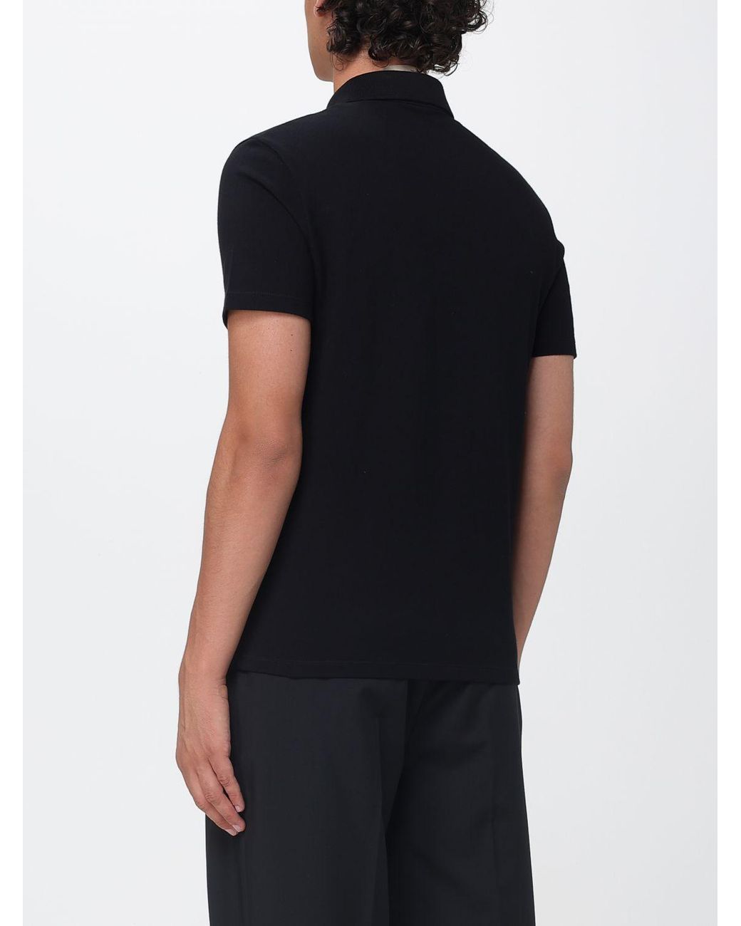 Valentino Garavani Black Cotton Polo Shirt With Vlogo Signature And Patch Pocket for men