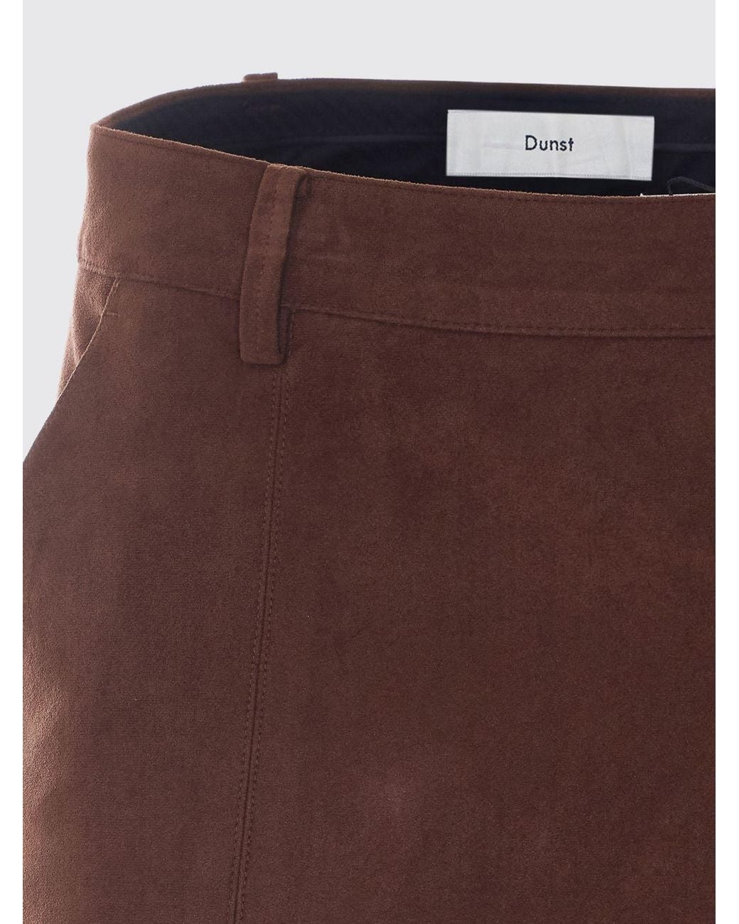 DUNST Brown High-Waisted Suede-Effect Technical Fabric Pencil Mini Skirt