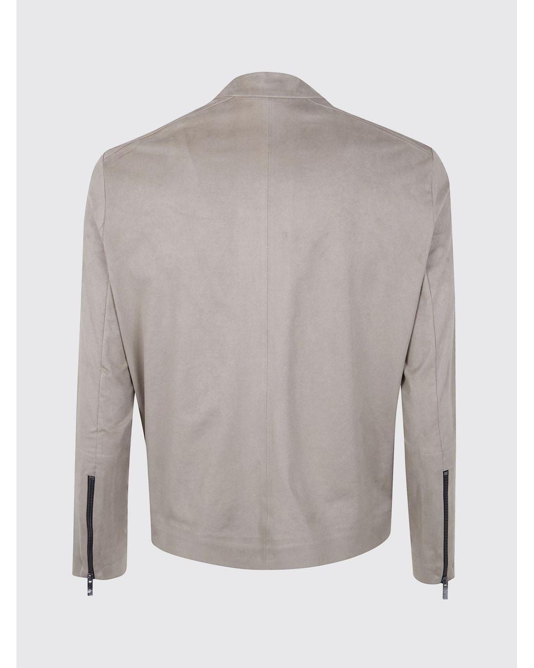 Rrd Gray Sueded Faux Leather Biker Jacket With A High Collar And Slim Fit for men