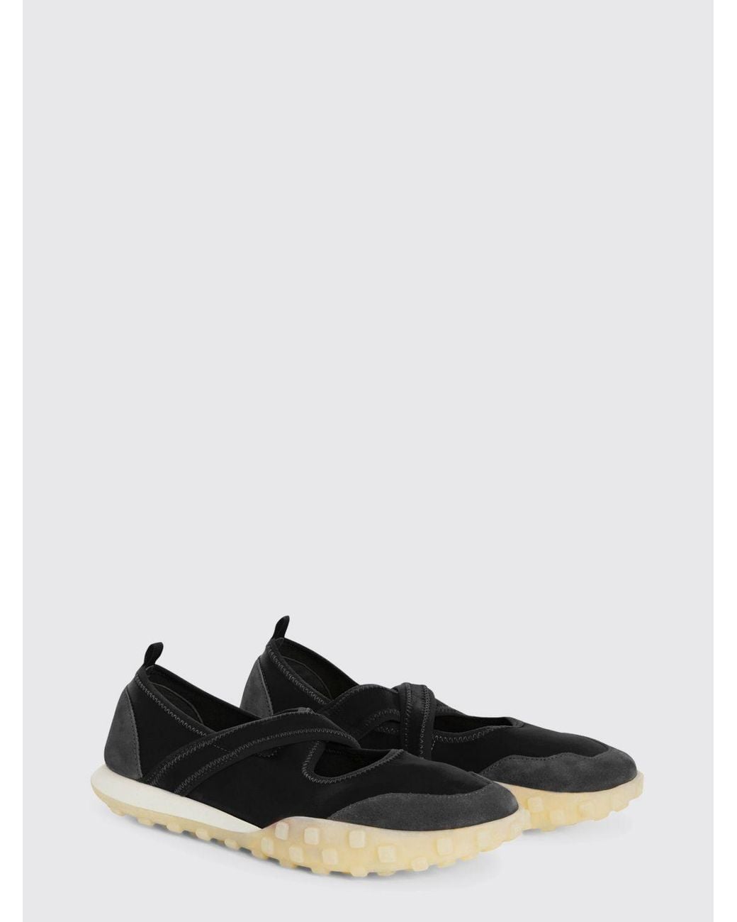 Jil Sander White Moon Nylon And Suede Ballet Flats