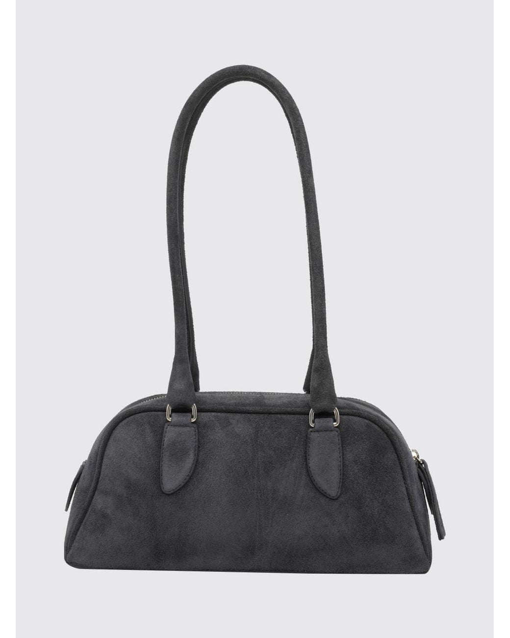 A.P.C. Black Paloma Suede Calfskin Shoulder Bag With Double Handles