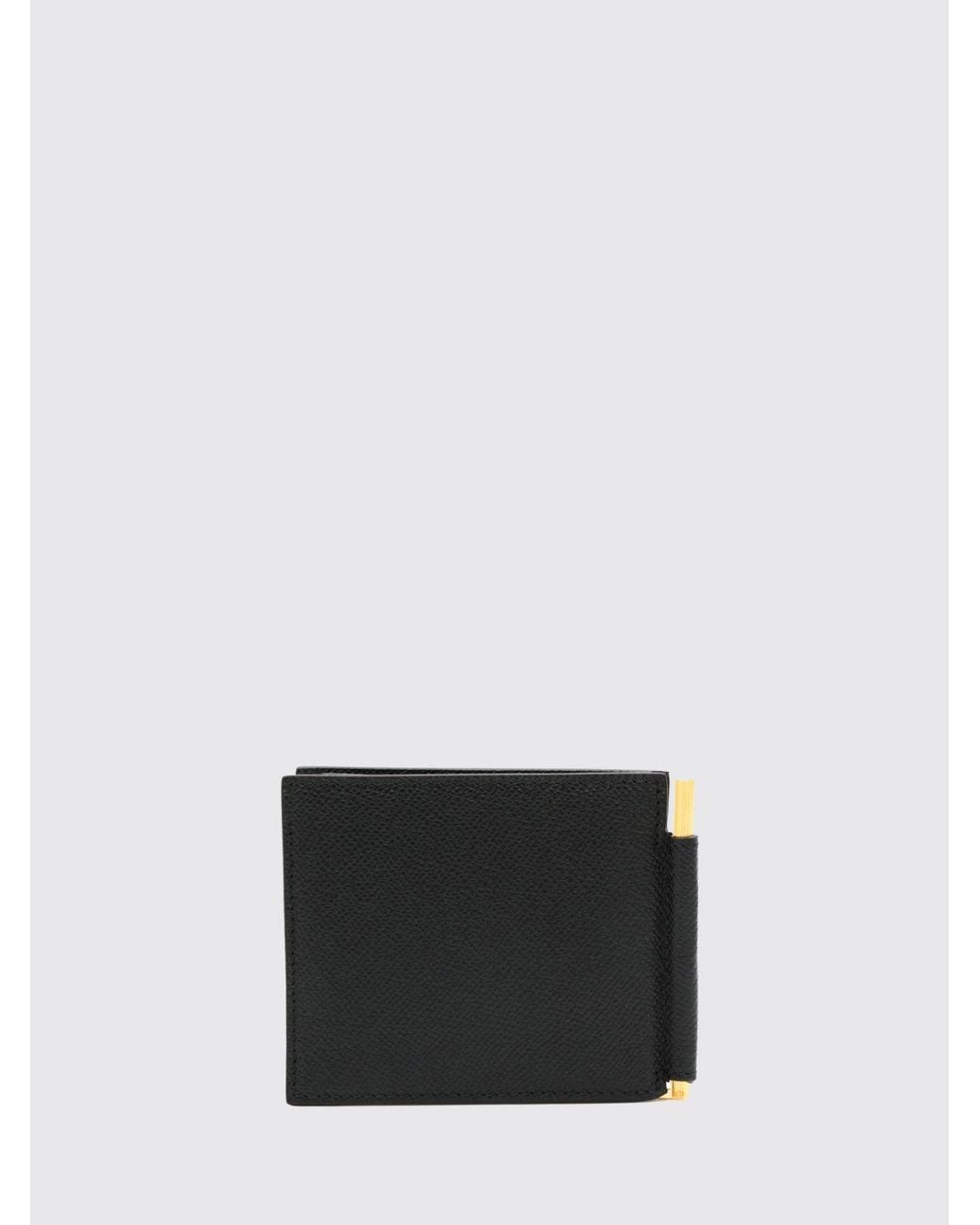 Tom Ford White Leather Bifold Wallet With Monogram And Money Clip for men