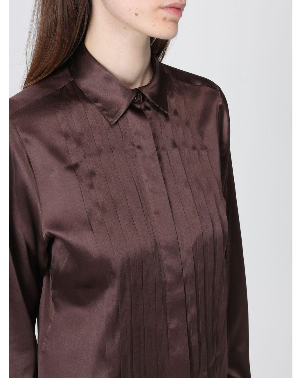 Camicia Con Plastron di Tagliatore in Brown