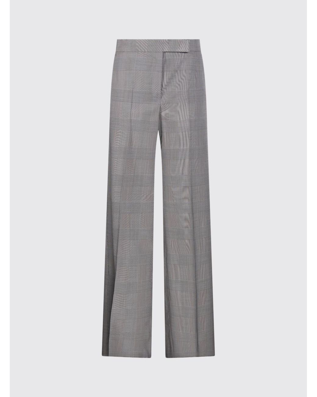Max Mara Gray Prince Of Wales Check Wool Flare Trousers