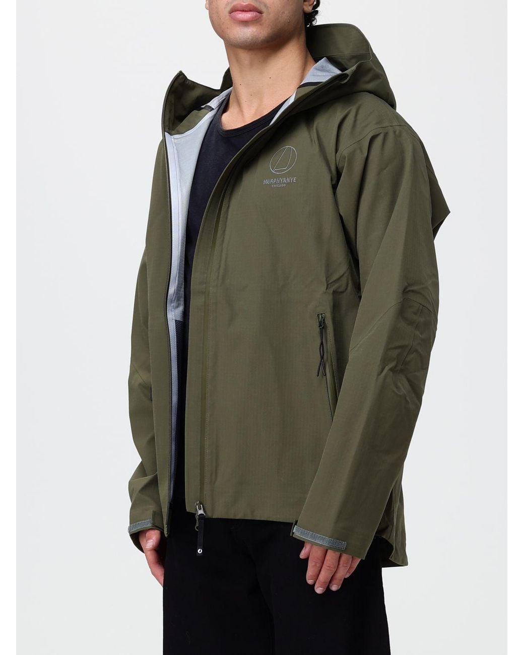 Murphy & Nye Green Hooded Waterproof And Windproof Technical Jacket for men