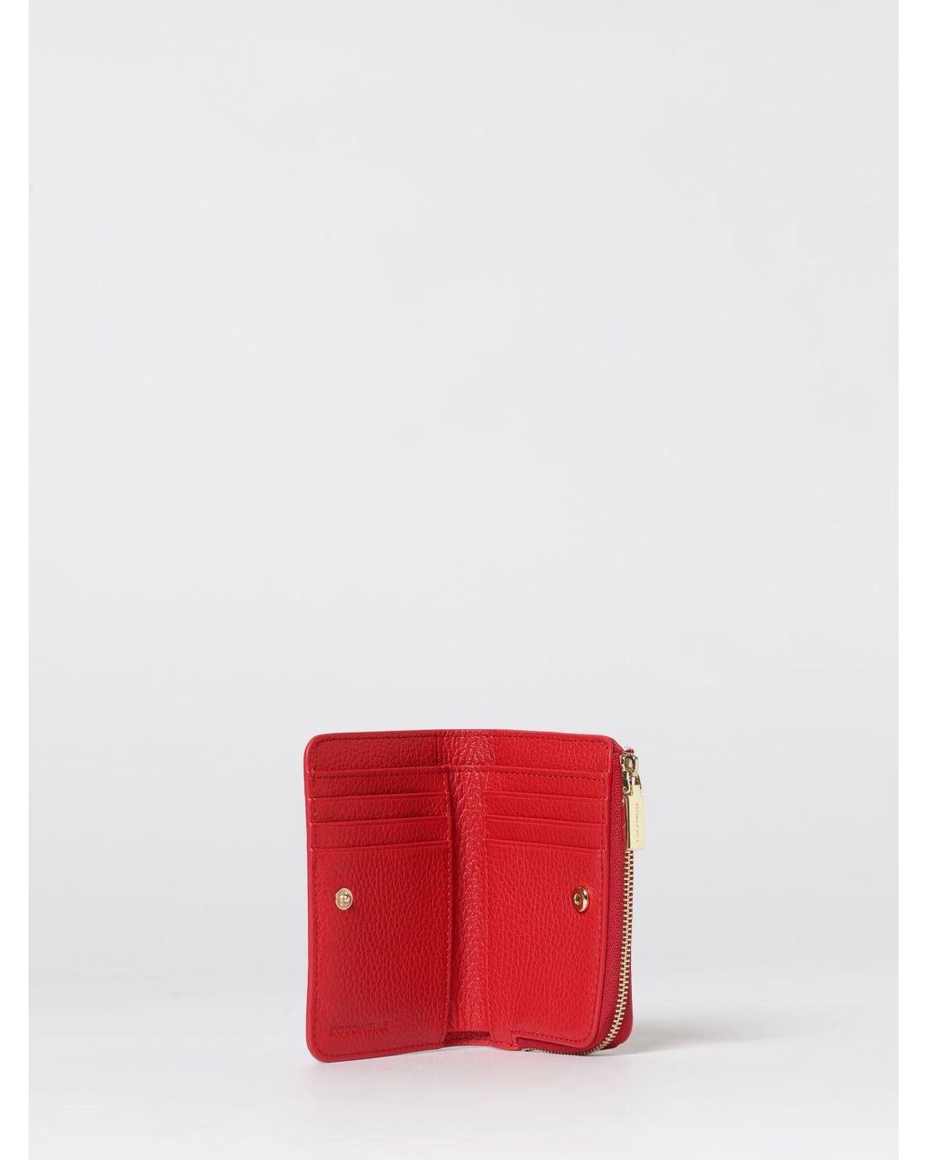 Coccinelle Red Metallic Soft Grained Leather Wallet