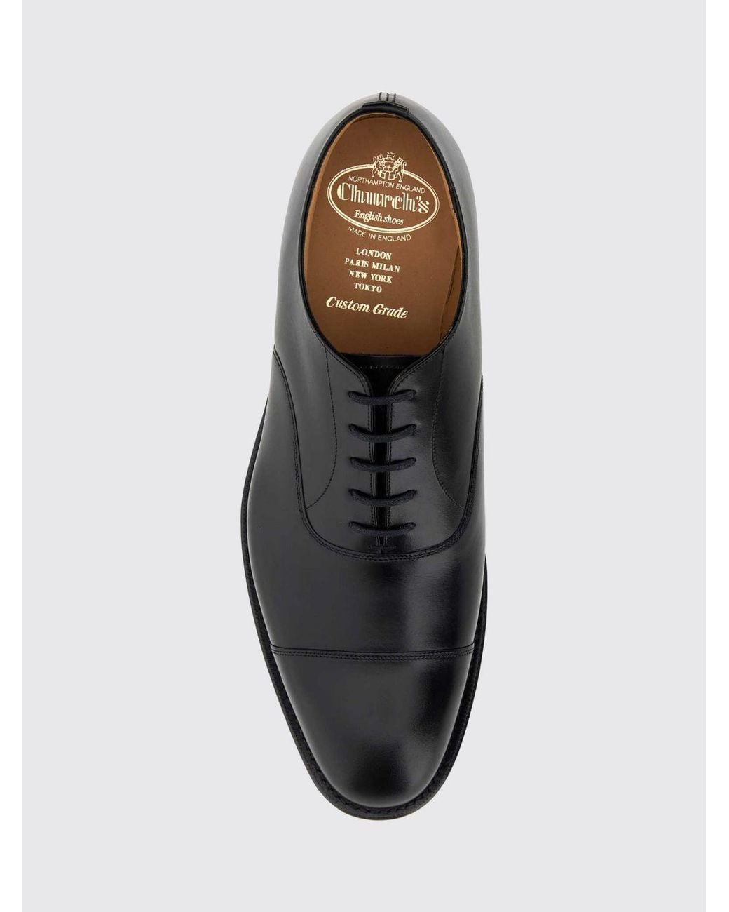 Church's White Smooth Calfskin Oxford Shoes With Round Toe And Leather Sole for men