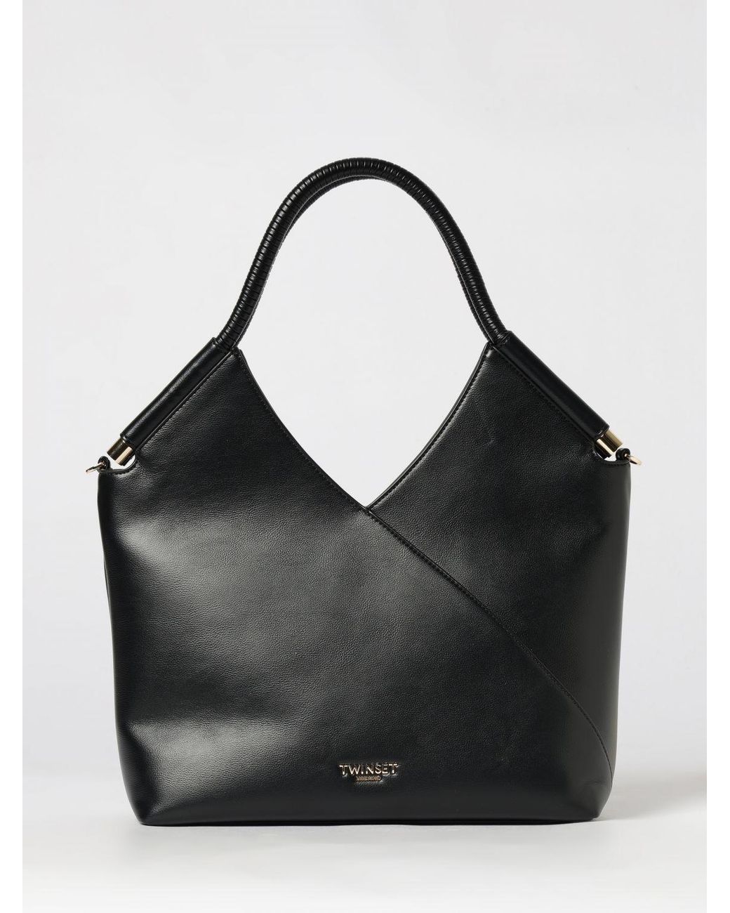 Twinset Black Synthetic Leather Shoulder Bag With Double Tubular Handle