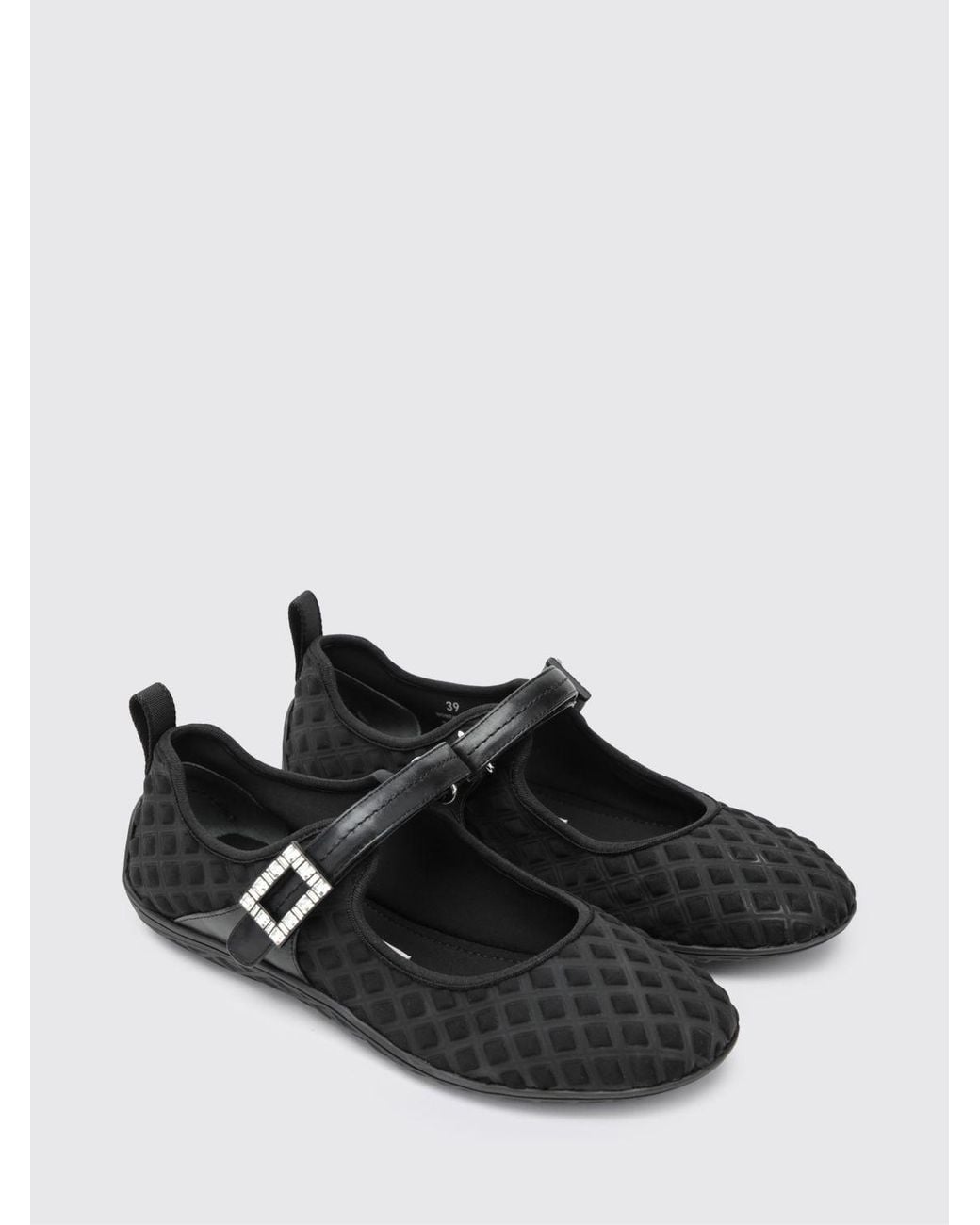 Roger Vivier Black Neoprene Ballerinas With Jewel Buckle