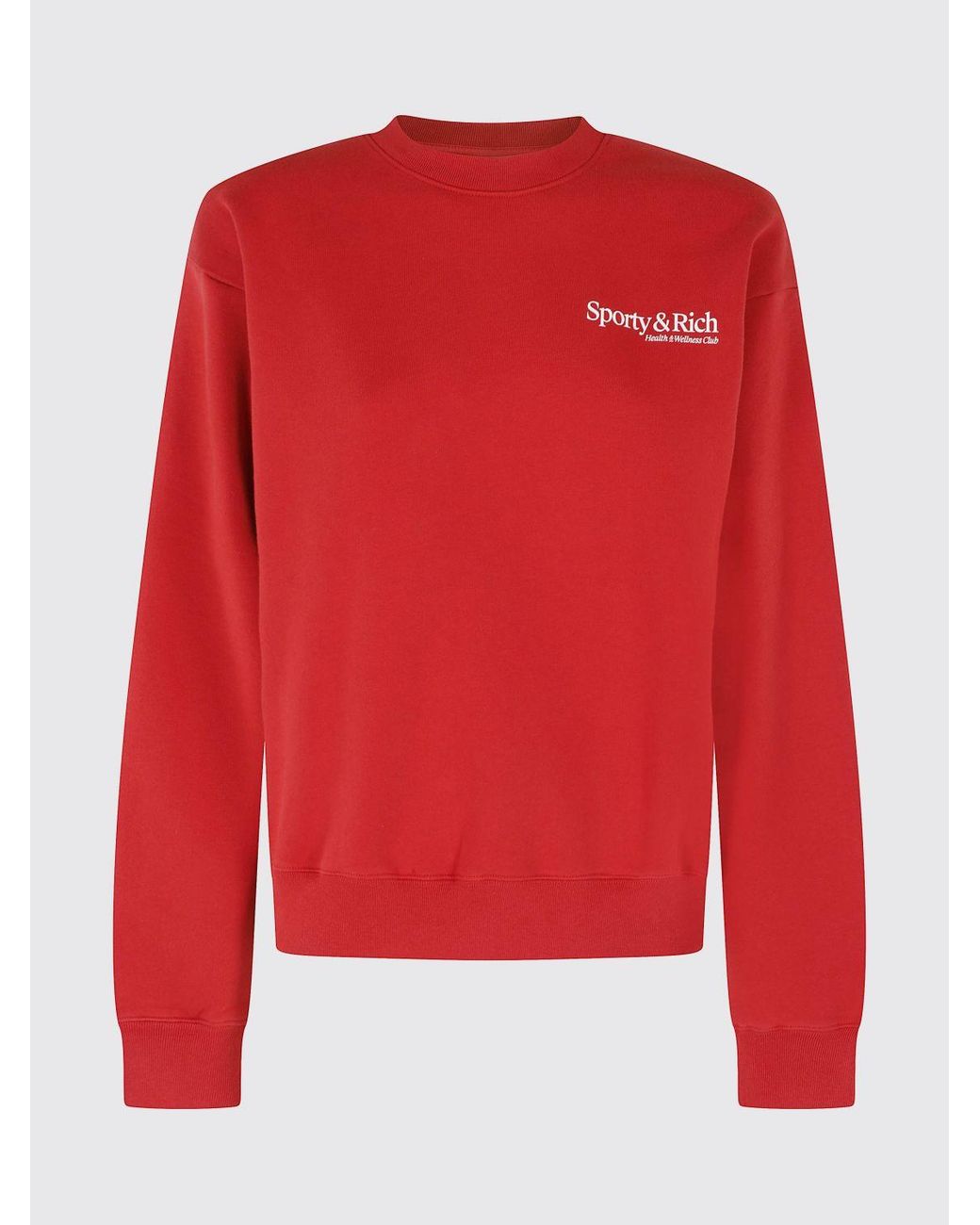 Sporty & Rich Red Sporty &Amp Rich Modern Crewneck Cotton Sweatshirt With Printed Logo