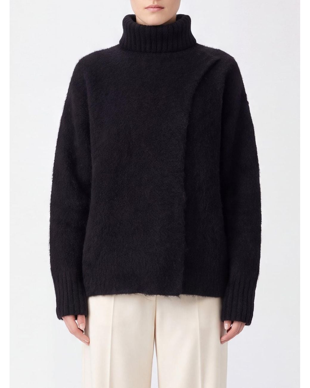 Uma Wang Blue Long-Sleeved Pure Wool Turtleneck Jumper With Ribbed Trim