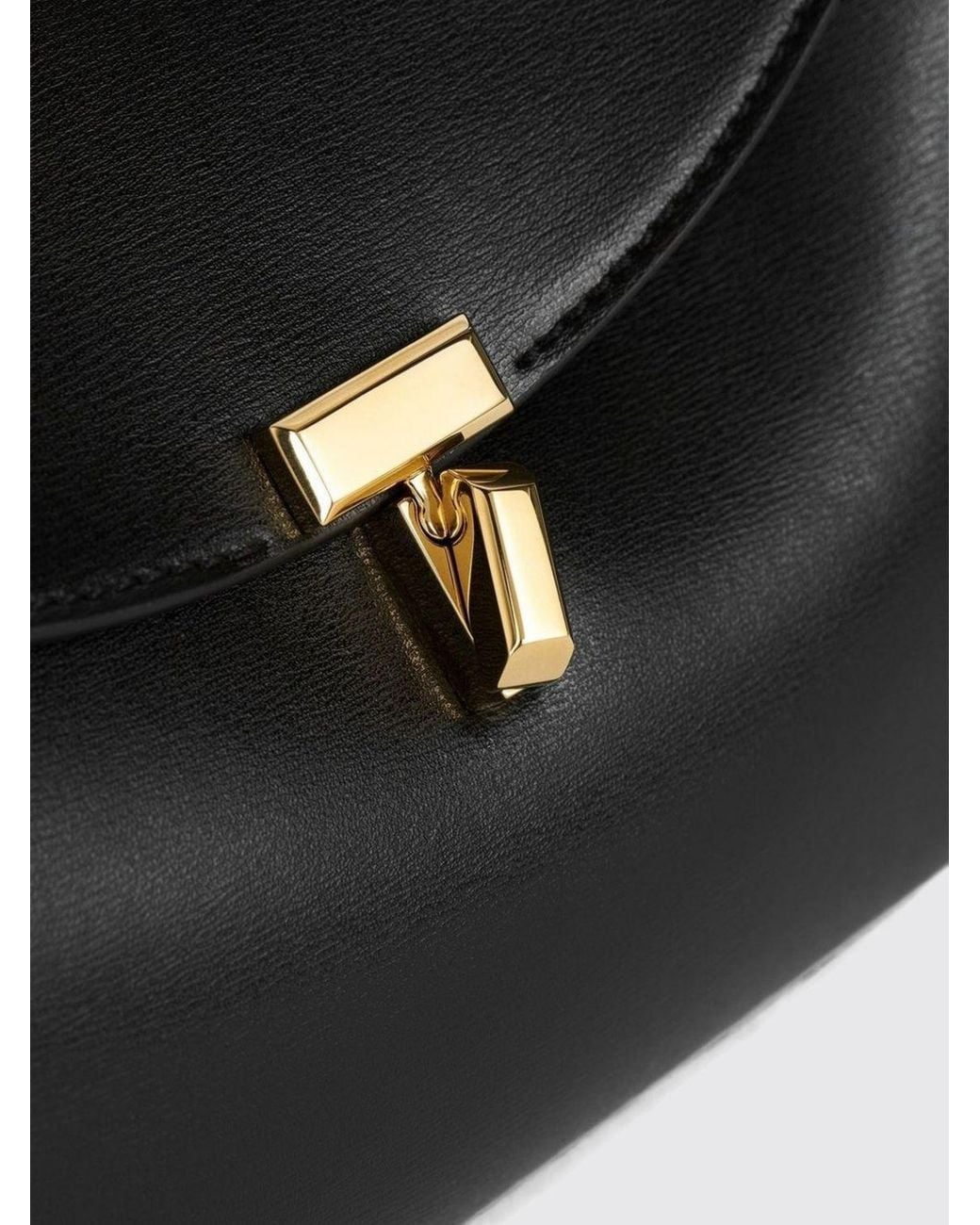 Totême  Black T-Lock Grained Leather Shoulder Bag With Monogram Closure