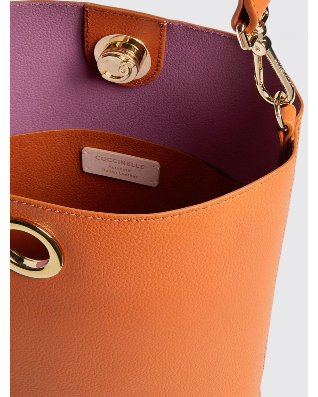 Coccinelle Orange Nikla Grained Leather Bucket Bag