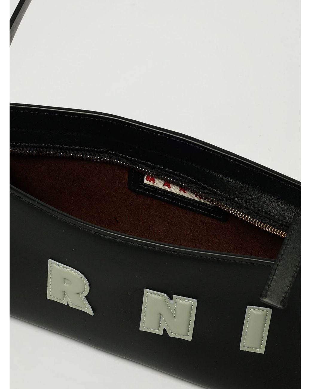 Marni White Calfskin Shoulder Bag With Logo
