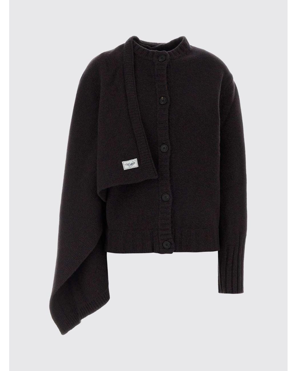 The Attico Blue Wool And Cashmere Crewneck Cardigan With Ribbed Edges