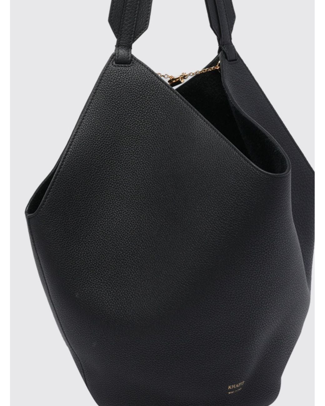 Khaite Black Small Lotus Diamond-Shaped Calfskin Shoulder Bag