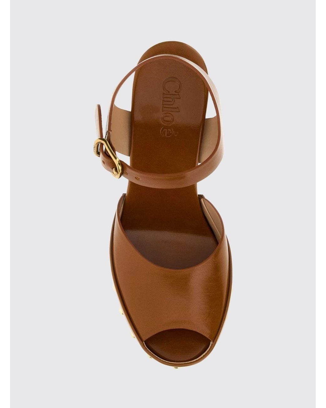Chloé Brown ChloÉ Meret High-Heel Calfskin Leather Sandals With Platform And Strap