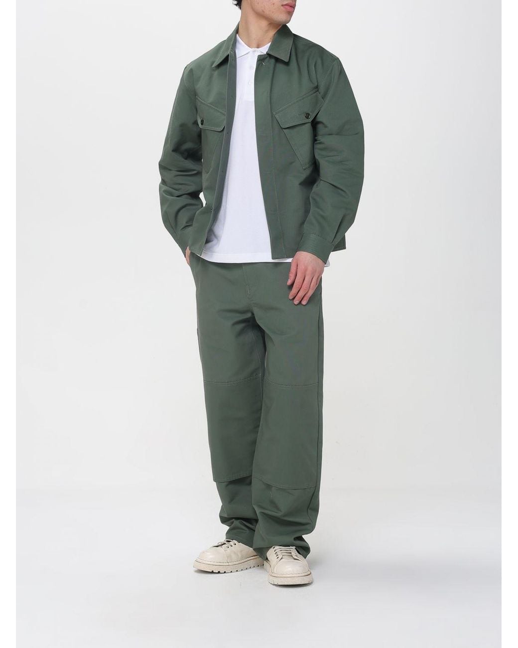 KENZO Green Cotton Wide-Leg Trousers for men