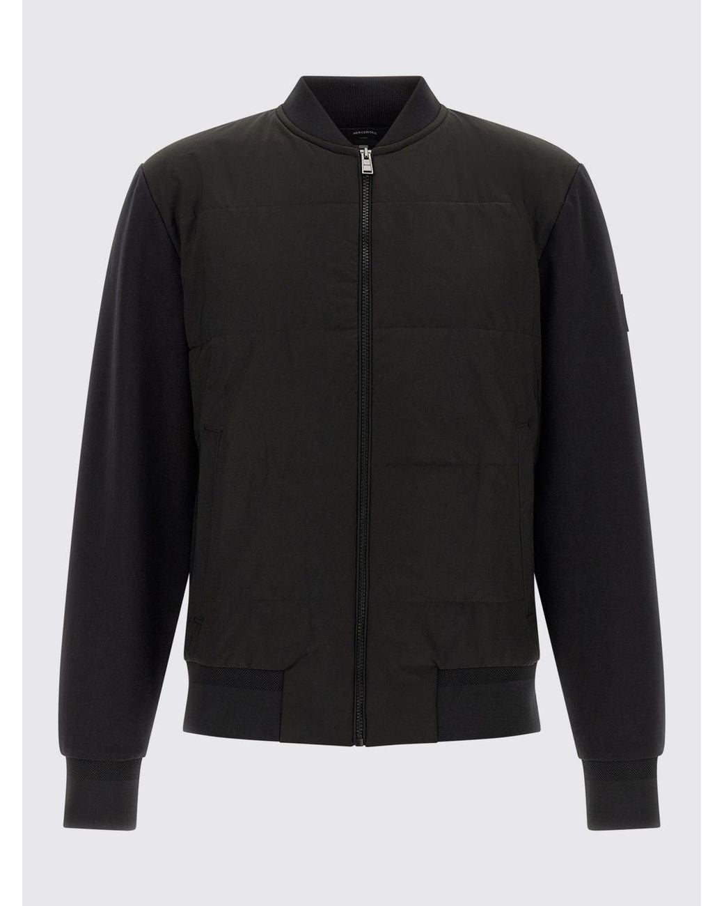 Boss Blue Quilted Cotton Blend Bomber Jacket With Zip Closure for men
