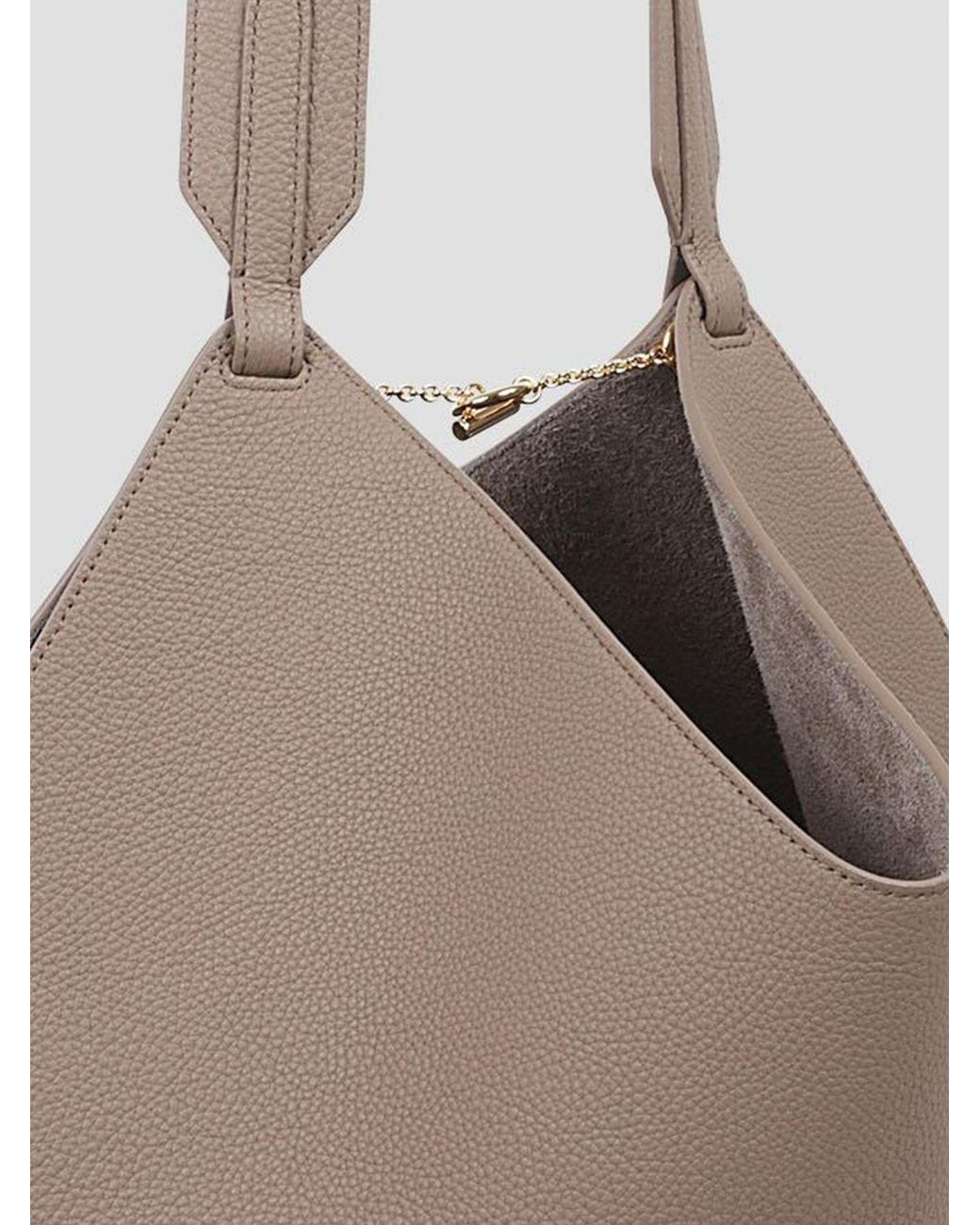 Khaite Natural Medium Lotus Grained Calfskin Leather Tote Bag