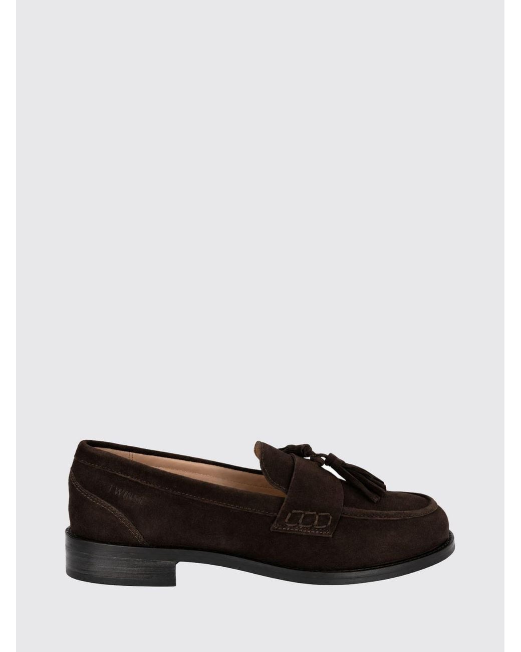 Twinset White Suede Penny Loafers With Tassels And Saddle Strap