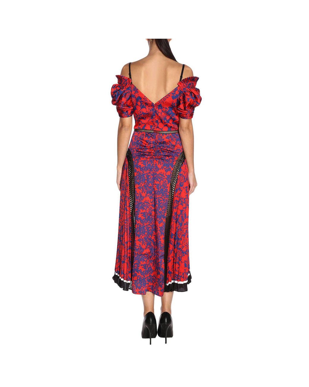 knee length dresses for ladies Self-Portrait - Blue Floral Lace Midi Dress