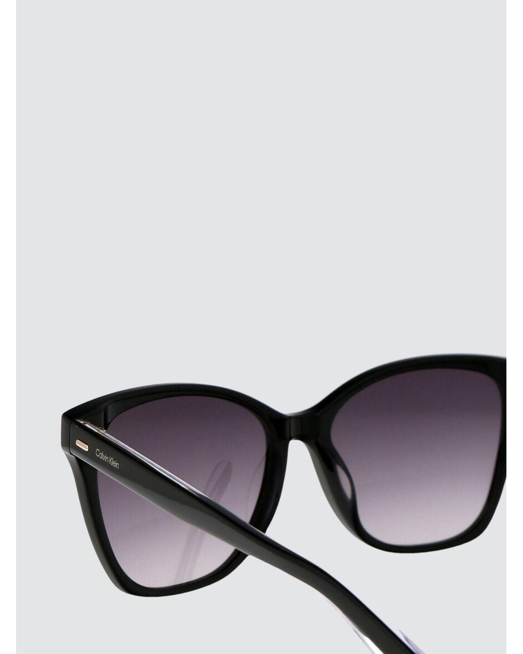 Calvin Klein Gray Acetate Cat-Eye Sunglasses With Lettering Logo