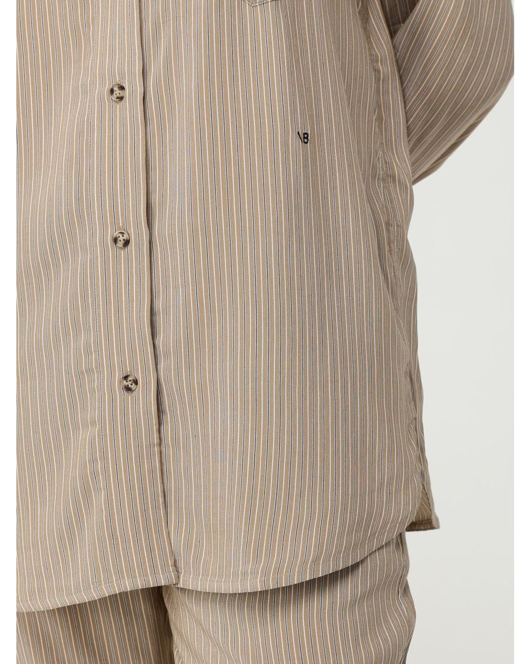 Victoria Beckham Natural Silk Stripe Shirt Relaxed Fit
