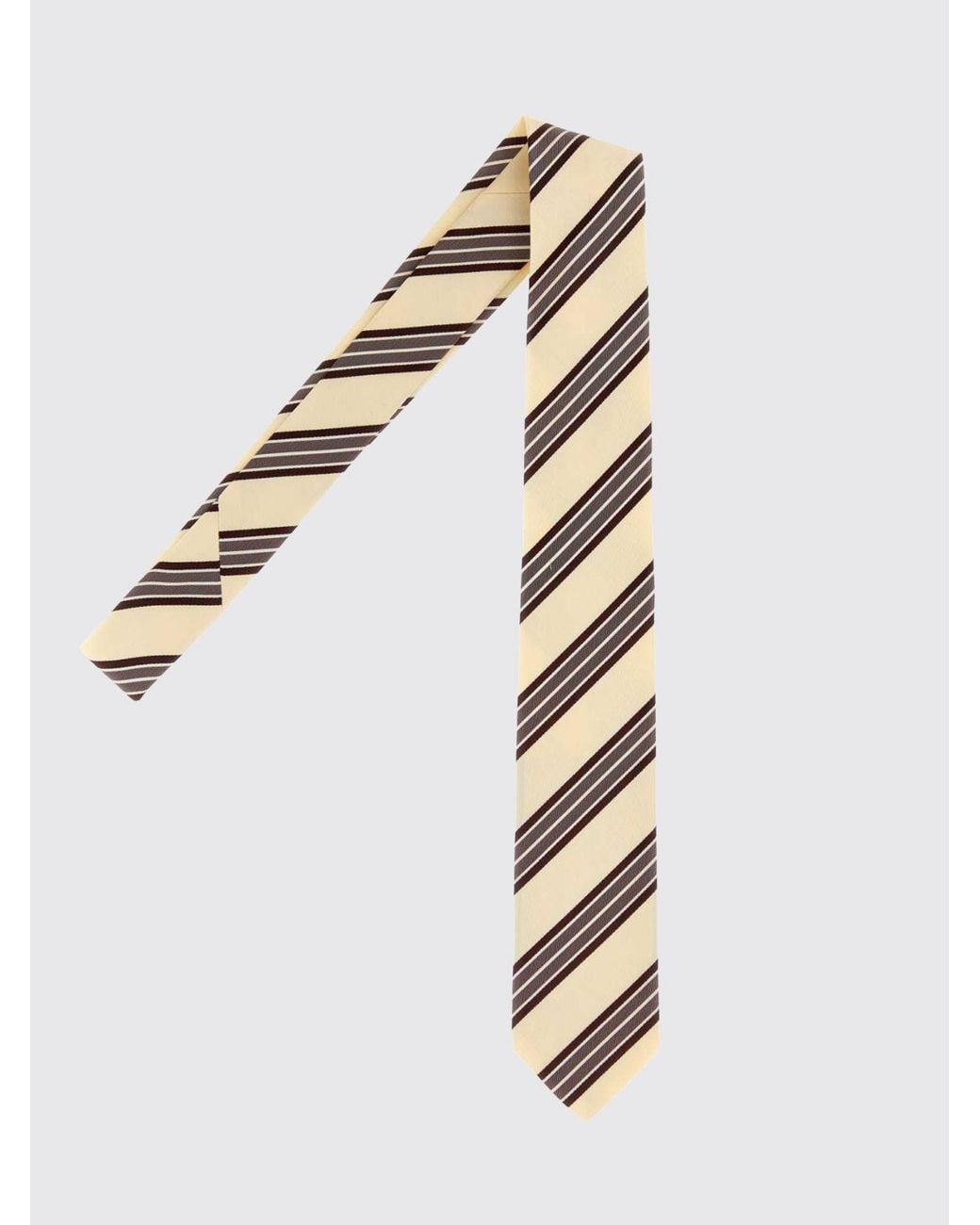 Dries Van Noten White Classic Multicolour Striped Pure Silk Tie for men