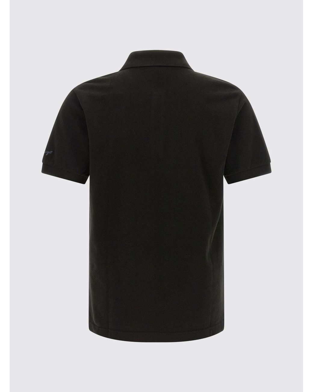 KENZO Black Logo Patch Short-Sleeved Cotton Polo Shirt for men