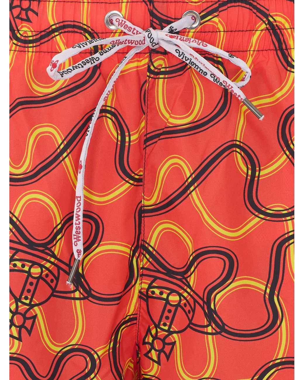 Vivienne Westwood Red Orb Monogram Polyamide Swim Shorts With Elasticated Waist for men