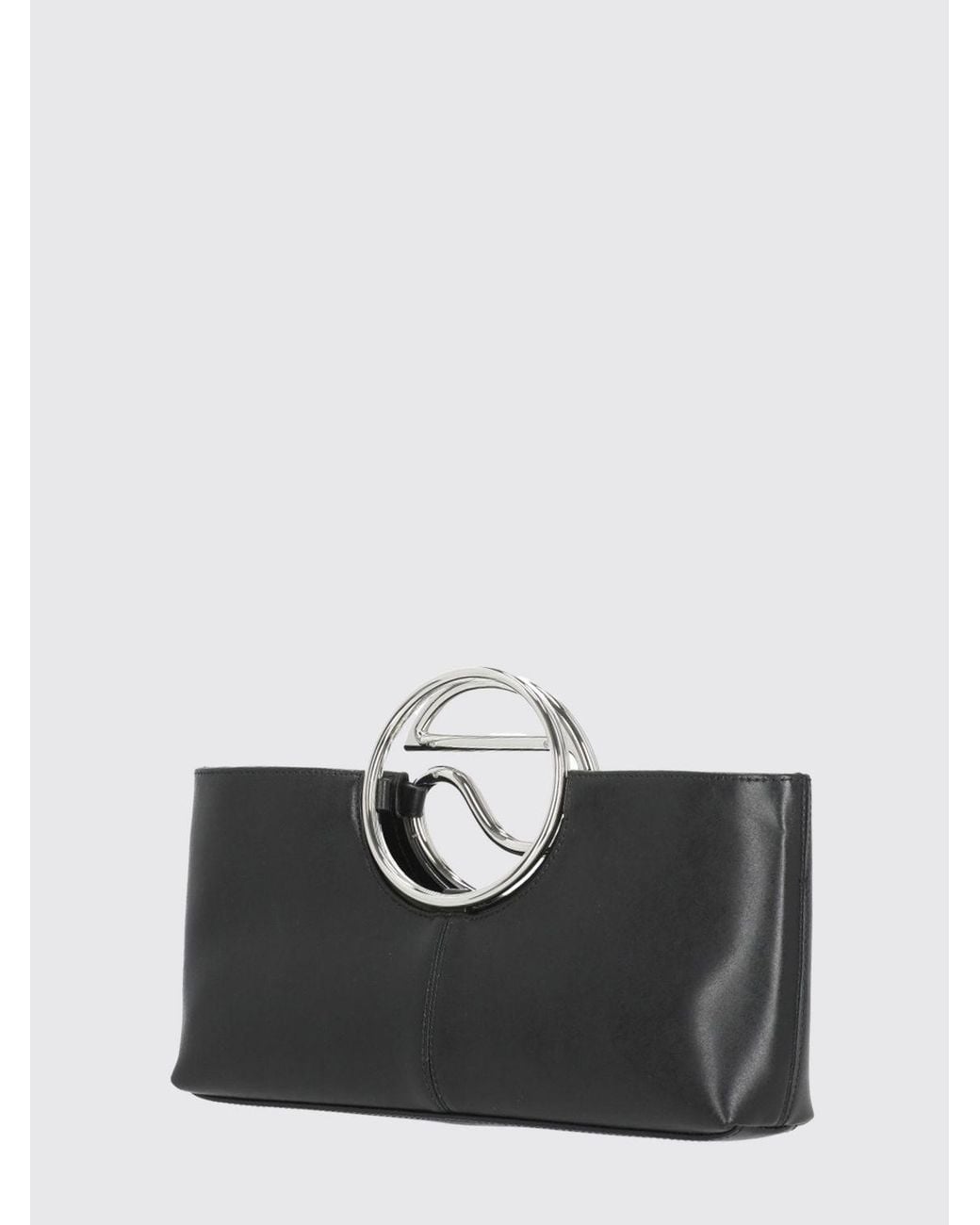 Coperni Black Calf Leather Handbag With Metal Handle And Shoulder Strap