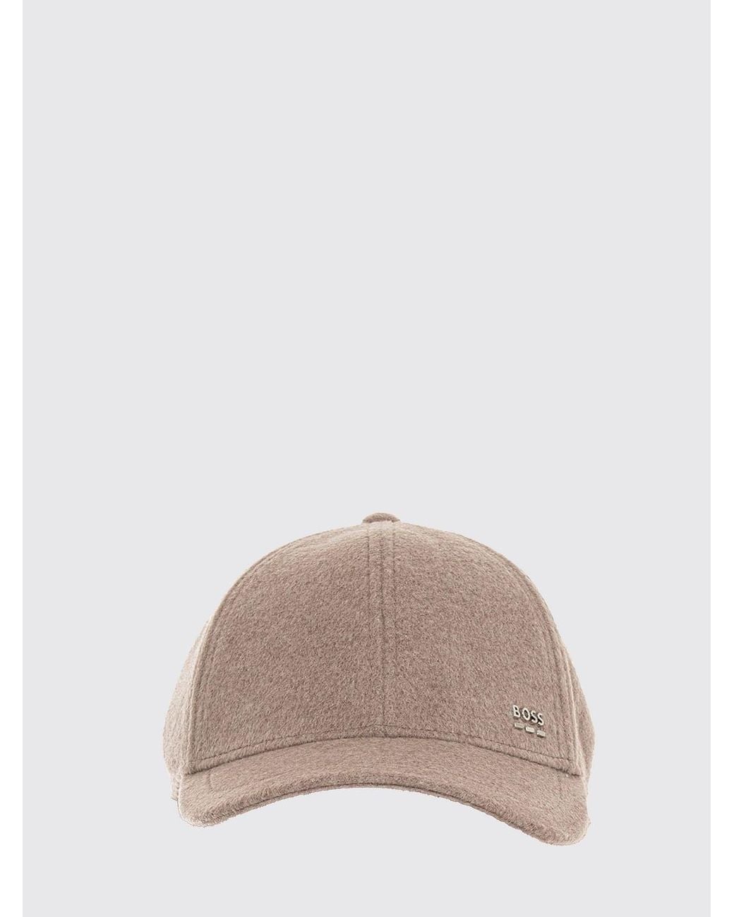 Boss Gray Wool And Silk Blend Baseball Cap With Applied Logo for men