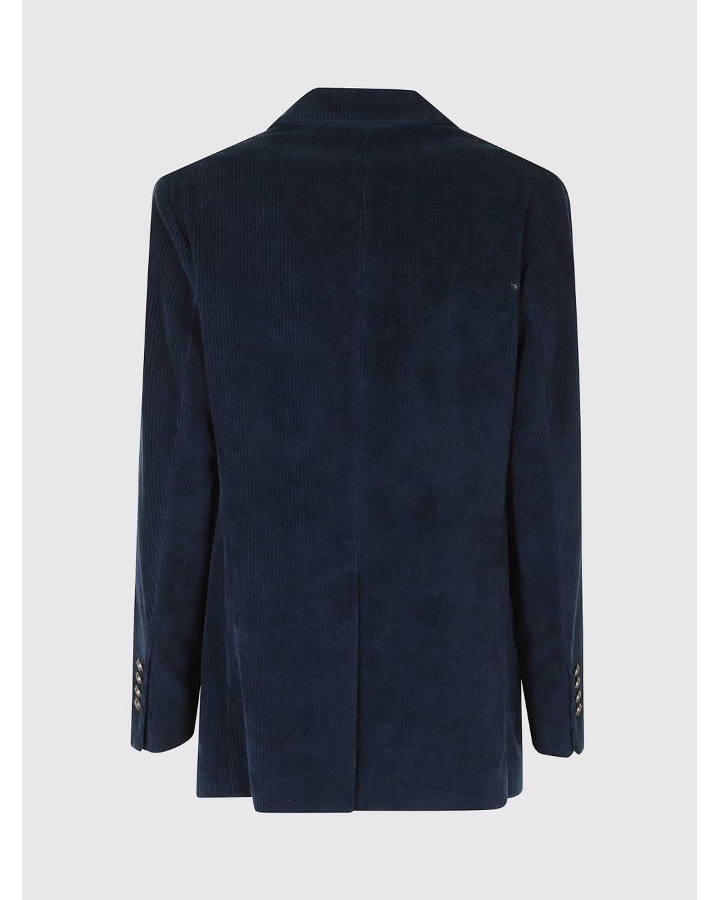 Circolo 1901 Blue Double-Breasted Velvet Blazer With Peak Lapels