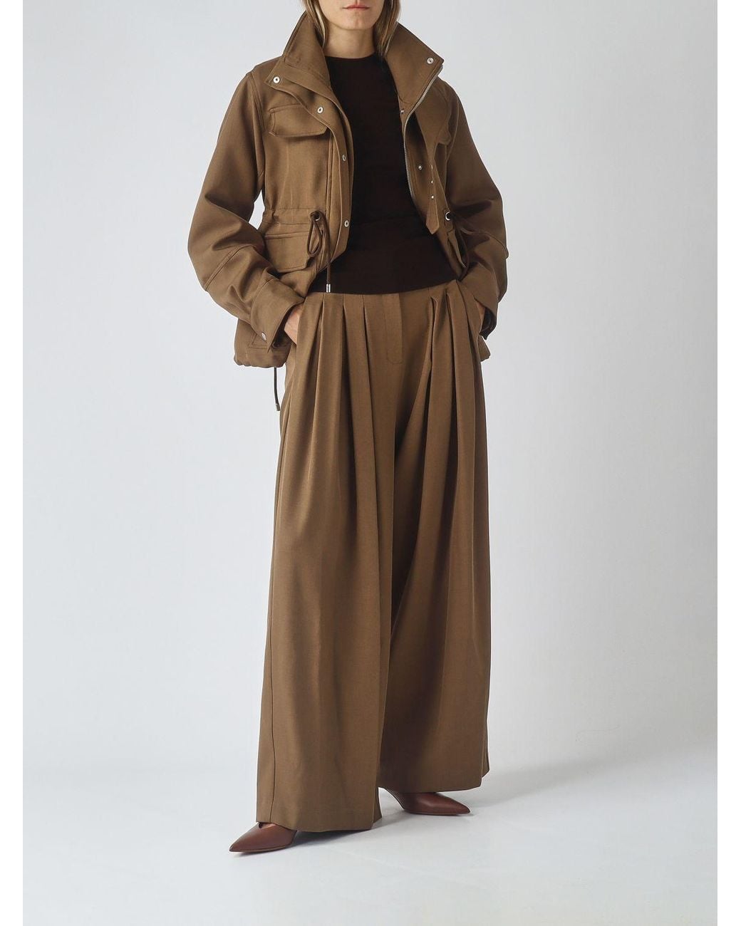 MEIMEIJ Brown Cropped Utility Jacket
