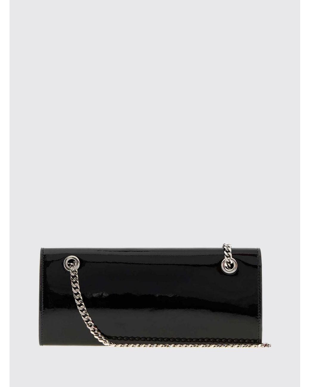 DSquared² Black Patent Leather Clutch With Removable Metal Mesh Shoulder Strap