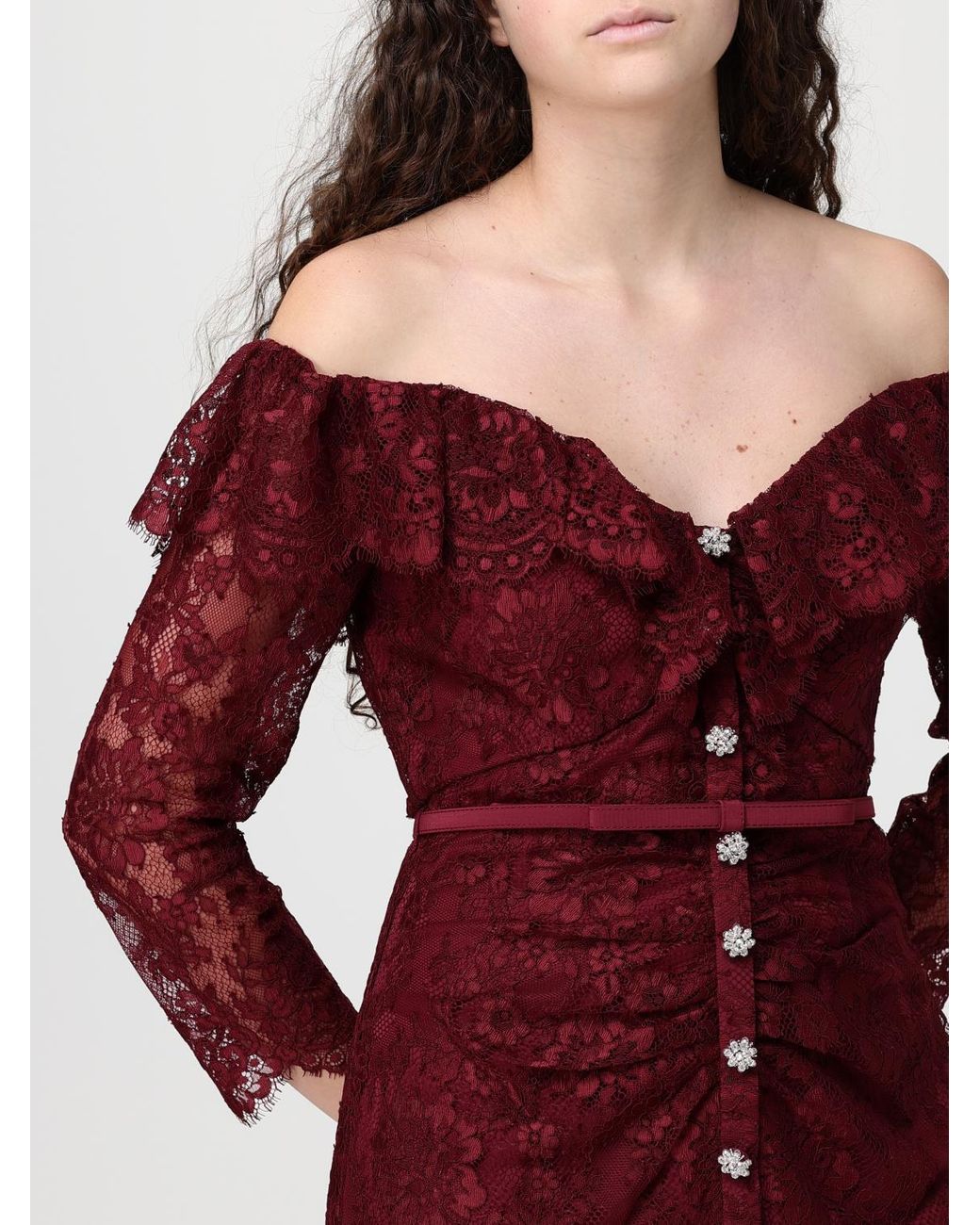 Self-Portrait Red Lace Long Dress