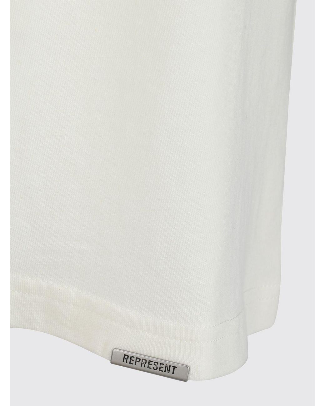 Represent White Cotton T-Shirt With Logo Print for men