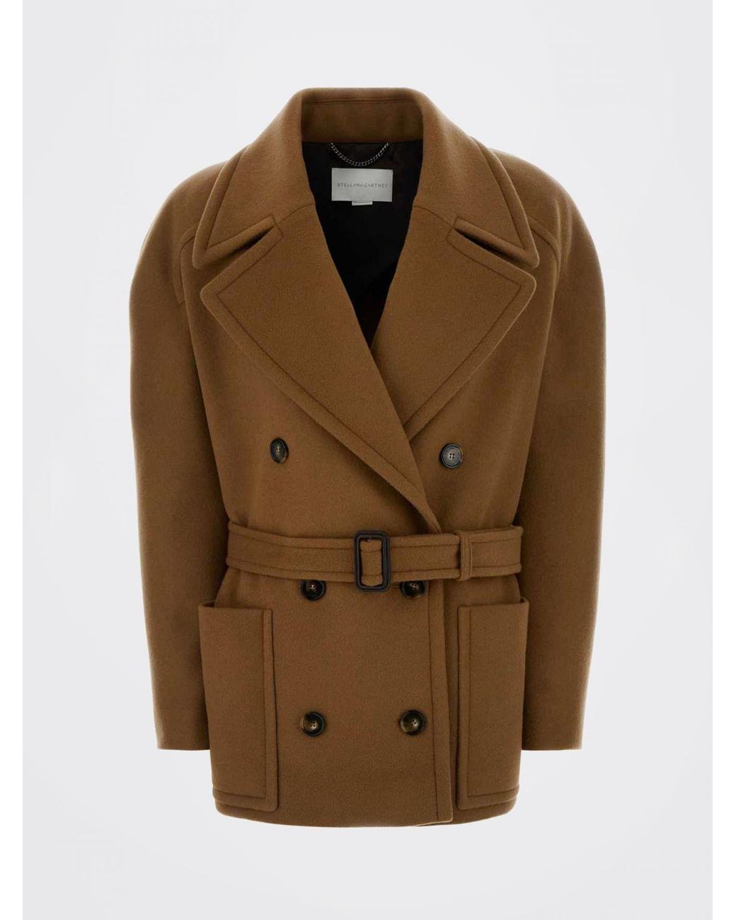 Stella McCartney Brown Double-Breasted Wool Coat