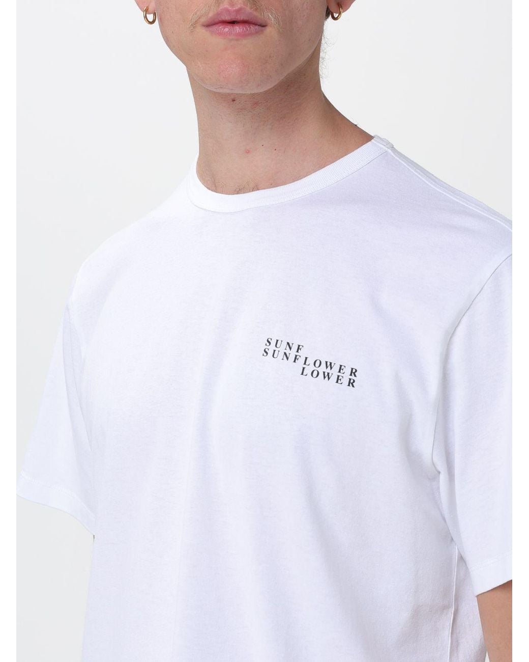 sunflower White Cotton T-Shirt for men
