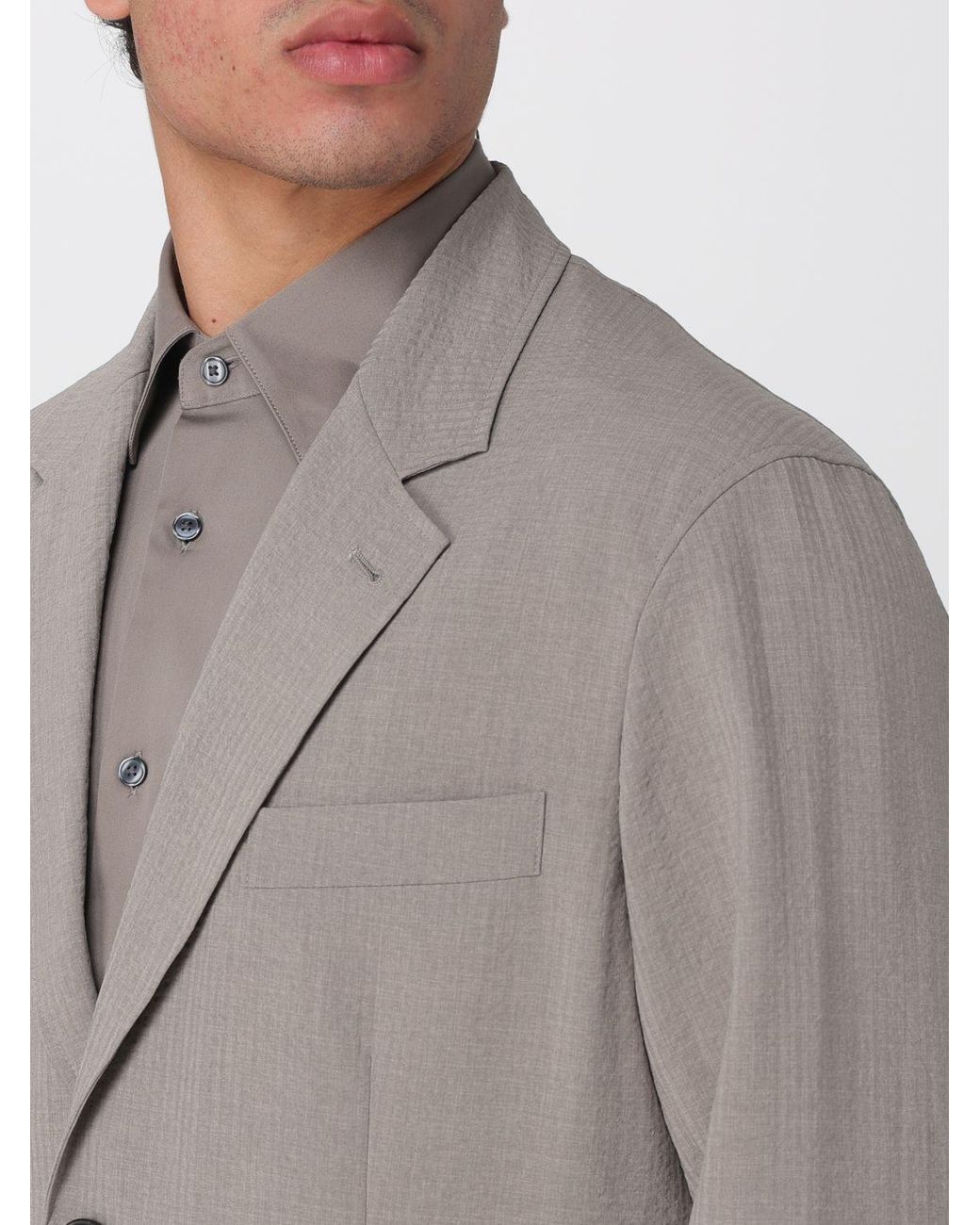 Emporio Armani Gray Single-Breasted Polyester Blazer for men