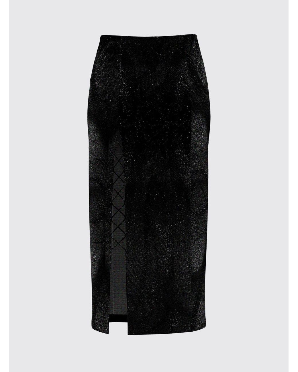 MACCAPANI Black Glitter Cotton Blend Pencil Skirt