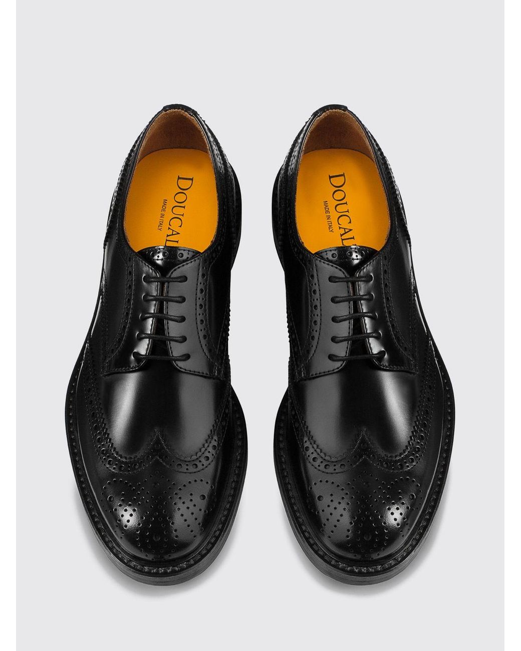 Doucal's White Ceremonial Brushed Calfskin Brogue Derby Shoes for men