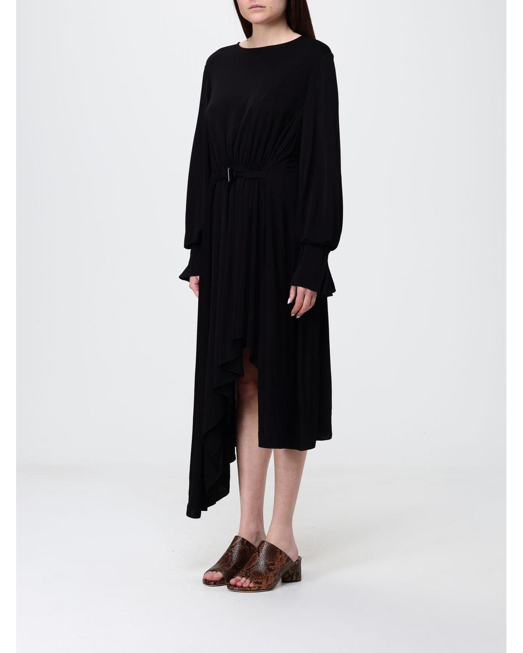 Loewe Black Asymmetric Viscose Dress