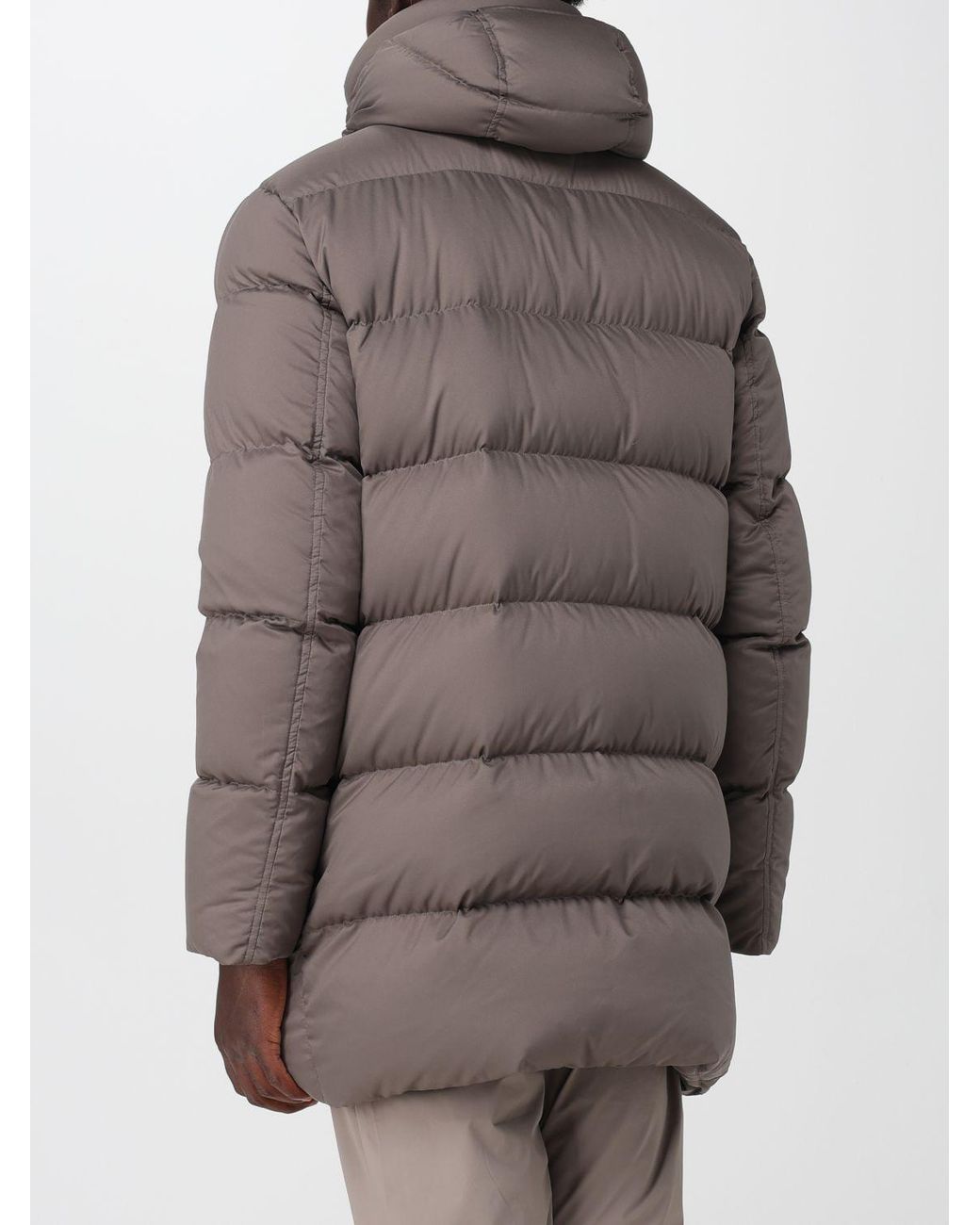 Herno Gray Quilted Ultralight Nylon Short Down Jacket With Hood for men