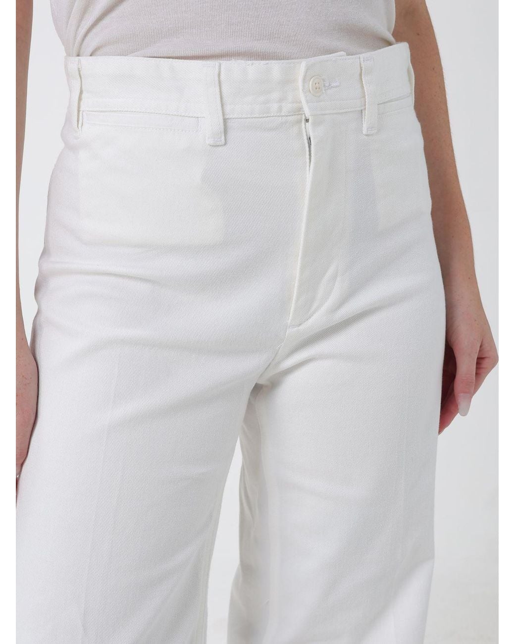 Polo Ralph Lauren White High-Waisted Flared Trousers