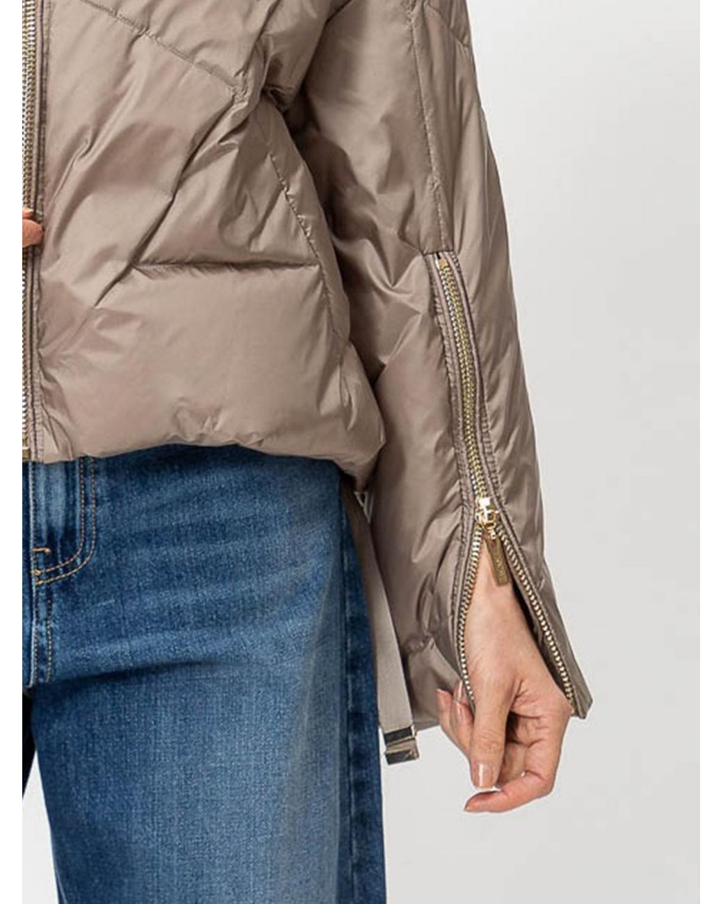 Twinset Blue Short Quilted Nylon Puffer Jacket With High Neck And Zip Closure